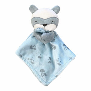 Modern Moments by Gerber Boy Raccoon Mushrooms Lovey Blue Gray Security Blanket